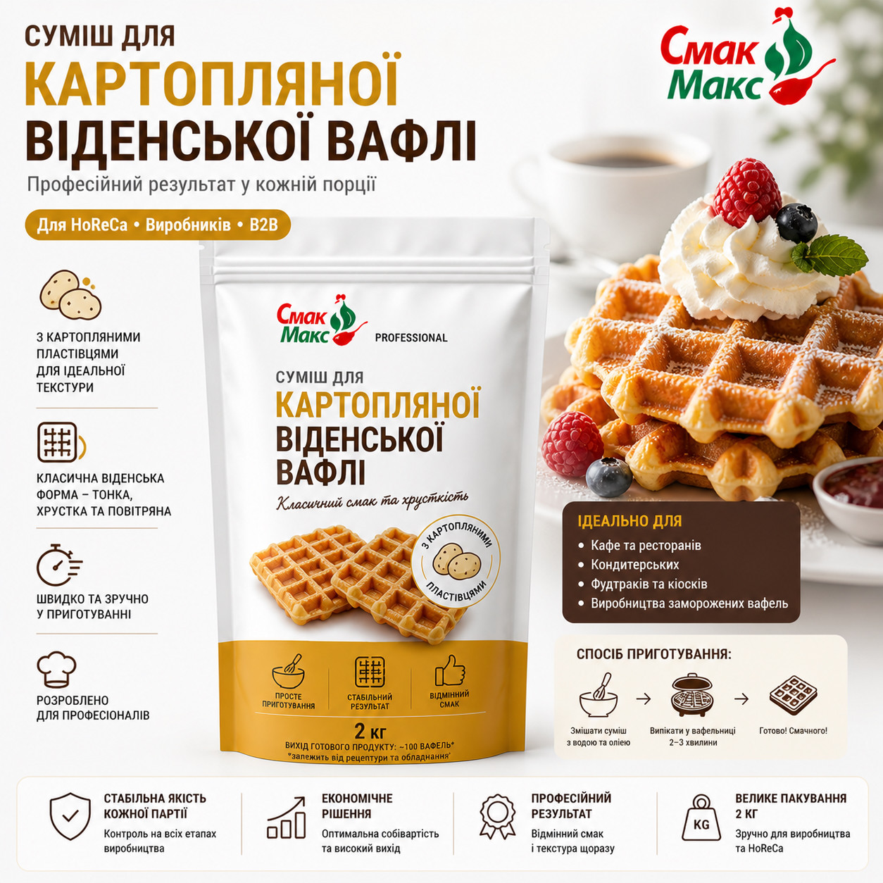 Віденська вафля Картопляна ТМ Смакмакс