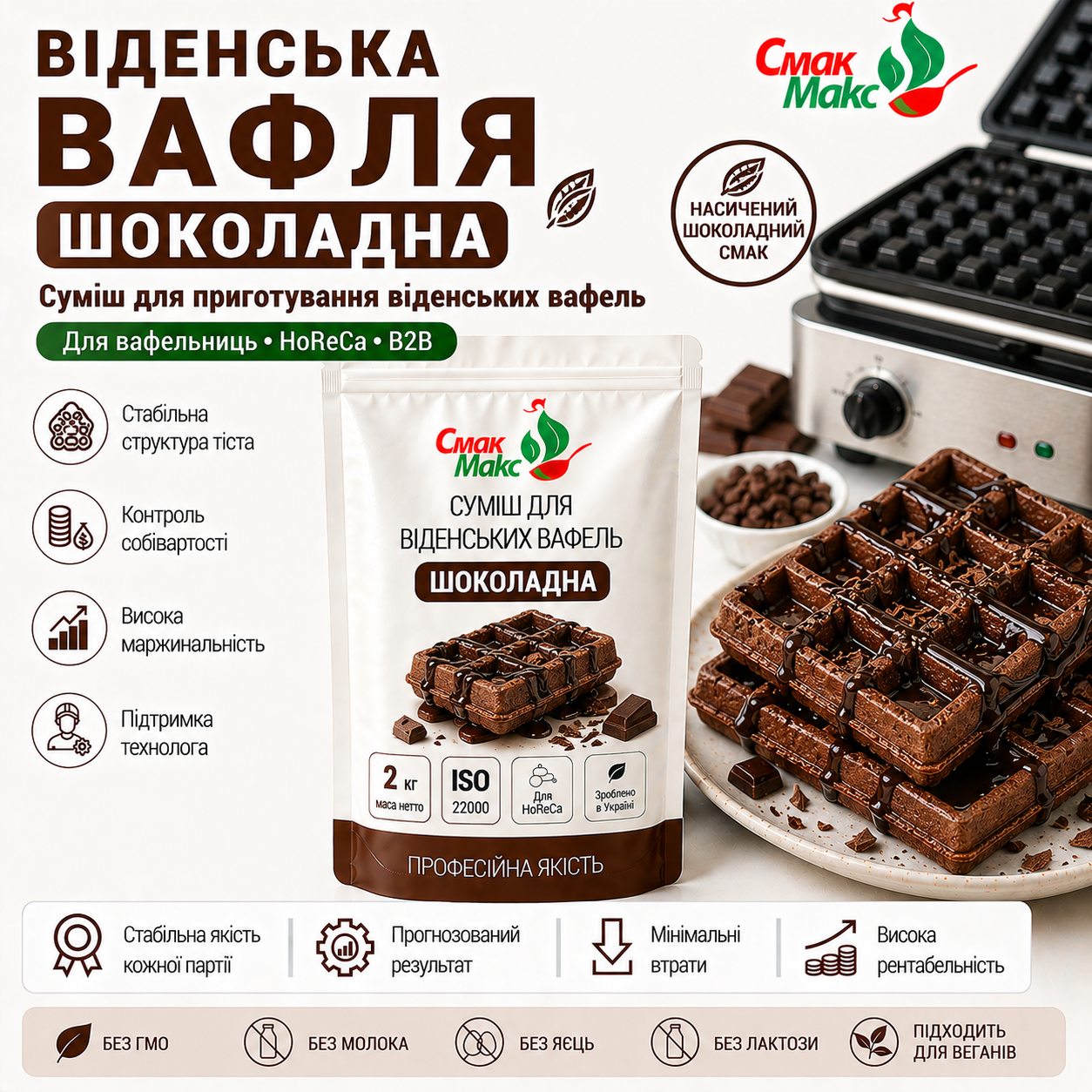 Віденська вафля Шоколадна ТМ Смакмакс